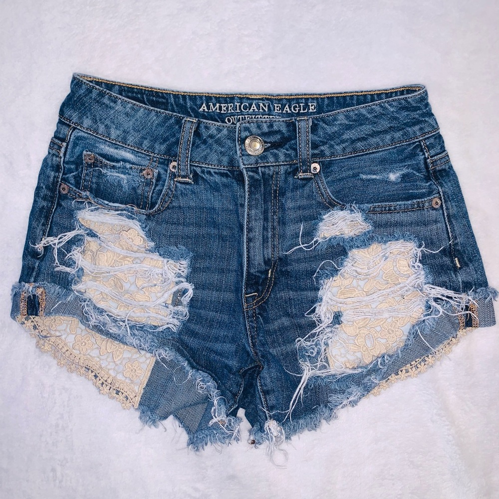 American eagle high rise festival denim shorts size 2